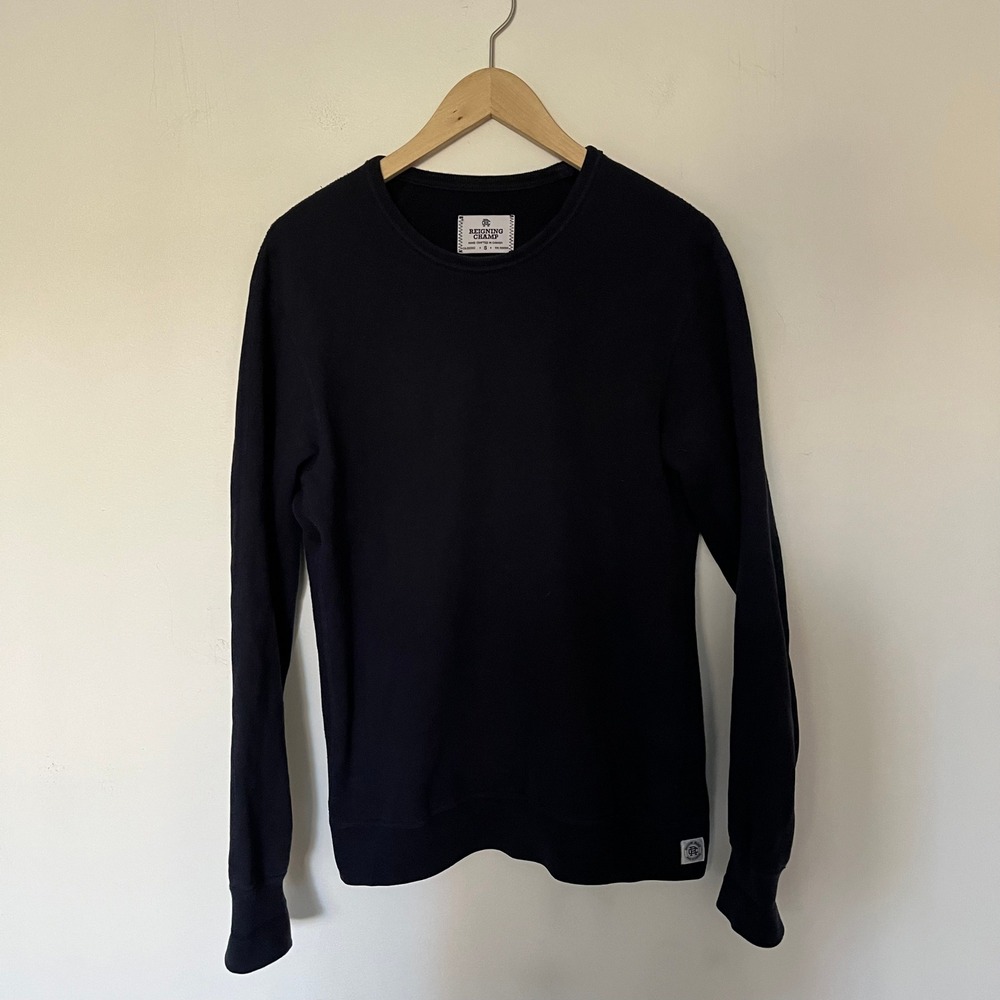 Reigning Champ Mens Navy Blue Midweight Terry Crewneck Sweatshirt Size Small